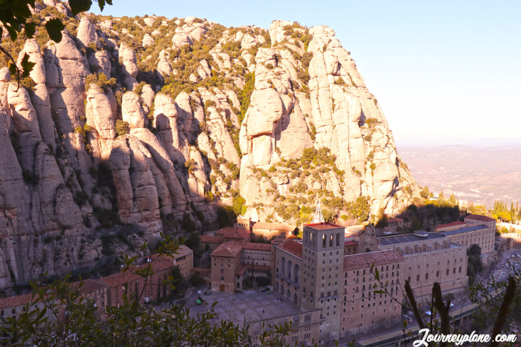 View of Montserrat Abbey and Mountain Rock Formations