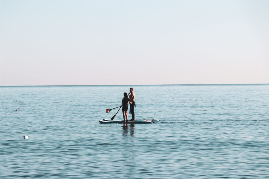Swimming in the sea in December Barcelona